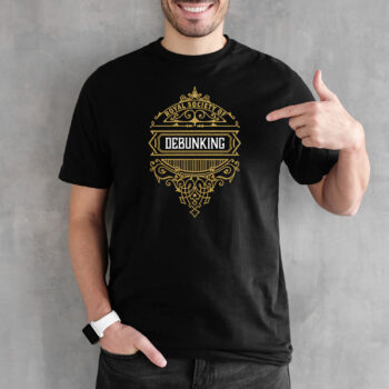 "Debunking" T-Shirt - schwarz (Glittergold-Print, Unisex, organic, vegan, fairtrade)