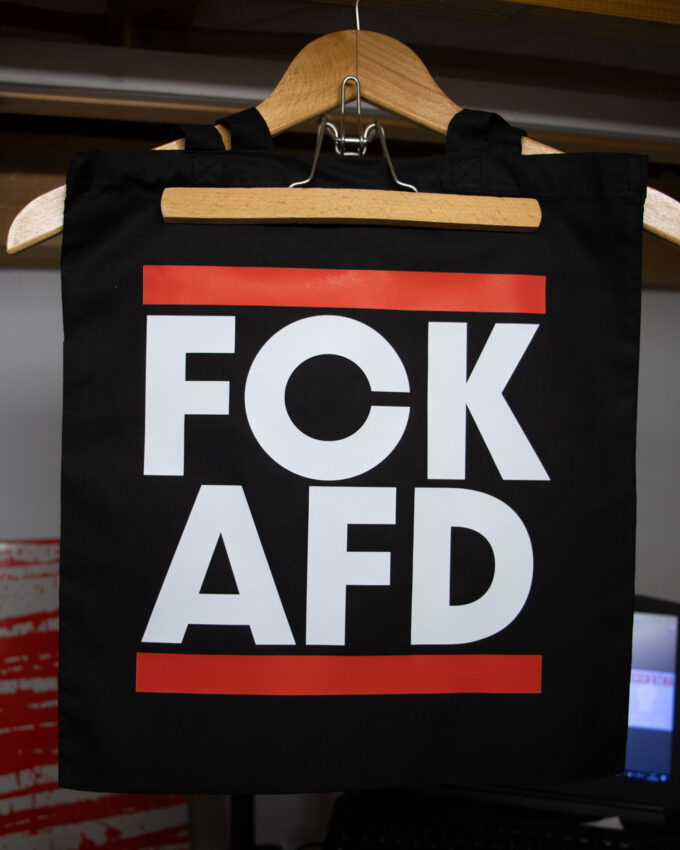 „FCKAFD“ Shopping Bag (schwarz) – Bild 2