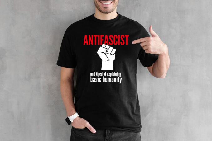 "Antifascist" T-Shirt - schwarz (Unisex/Organic/FairTrade/ÖkoTex)