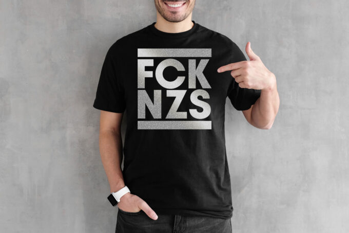 "FCKNZS" T-Shirt - Reflektionsfarbe/Schwarz (Unisex/Organic/FairTrade/ÖkoTex)