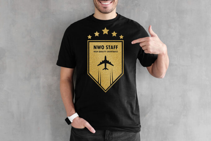 "NWO Staff" T-Shirt - Gold/Schwarz (Unisex/Organic/FairTrade/ÖkoTex)
